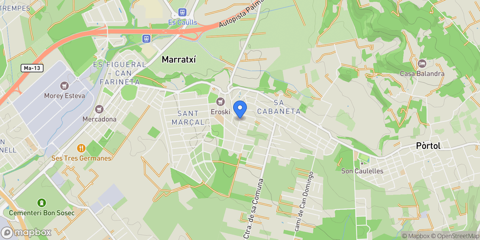 Map showing Calle Dolors Gual Torrella, Sa Cabaneta, Sa Cabaneta, Marratxi, Balearic Islands, Spain.