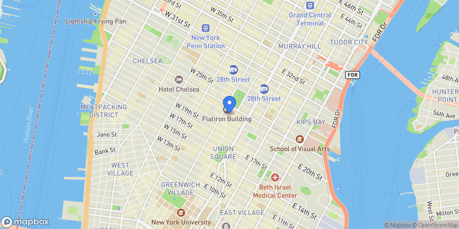 Map showing EAST 22ND STREET, New York, New York, United States.