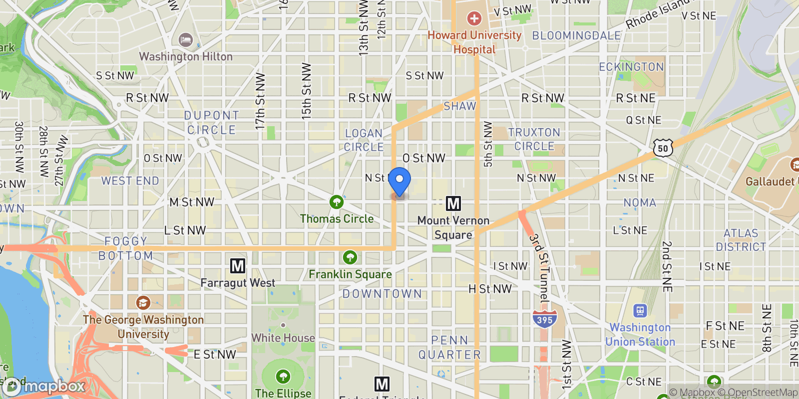 Map showing 1011 M Street NW Unit# 901, Washington, DC 20001, Washington, District of Columbia, United States.