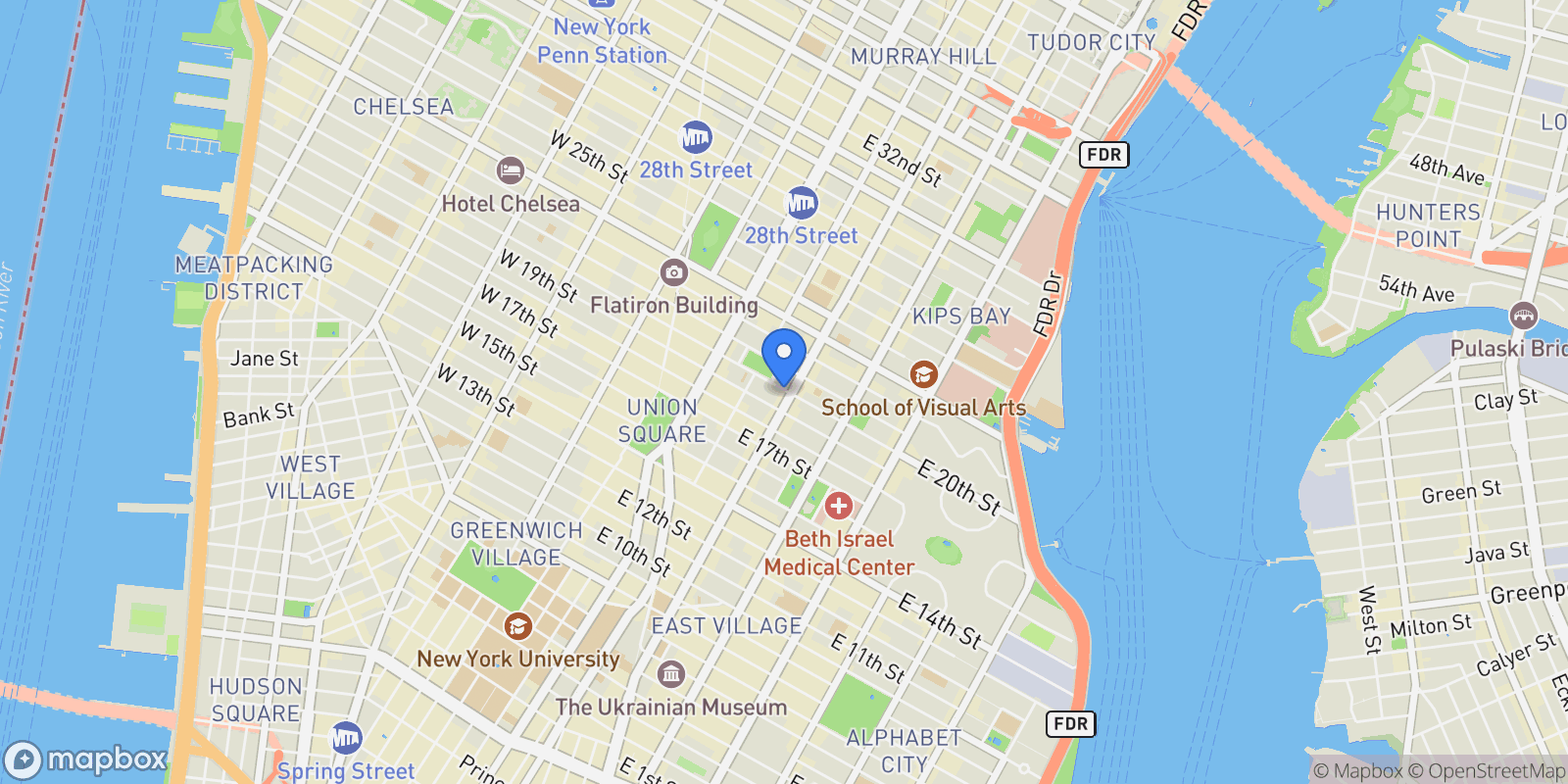 Map showing GRAMERCY PARK SOUTH, New York, New York, United States.
