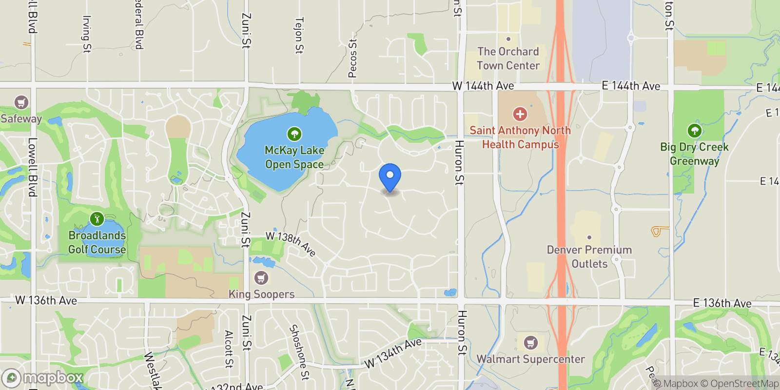 Map showing 1387 Lexington Avenue, Westminster, CO 80023, Broomfield, Colorado, United States.