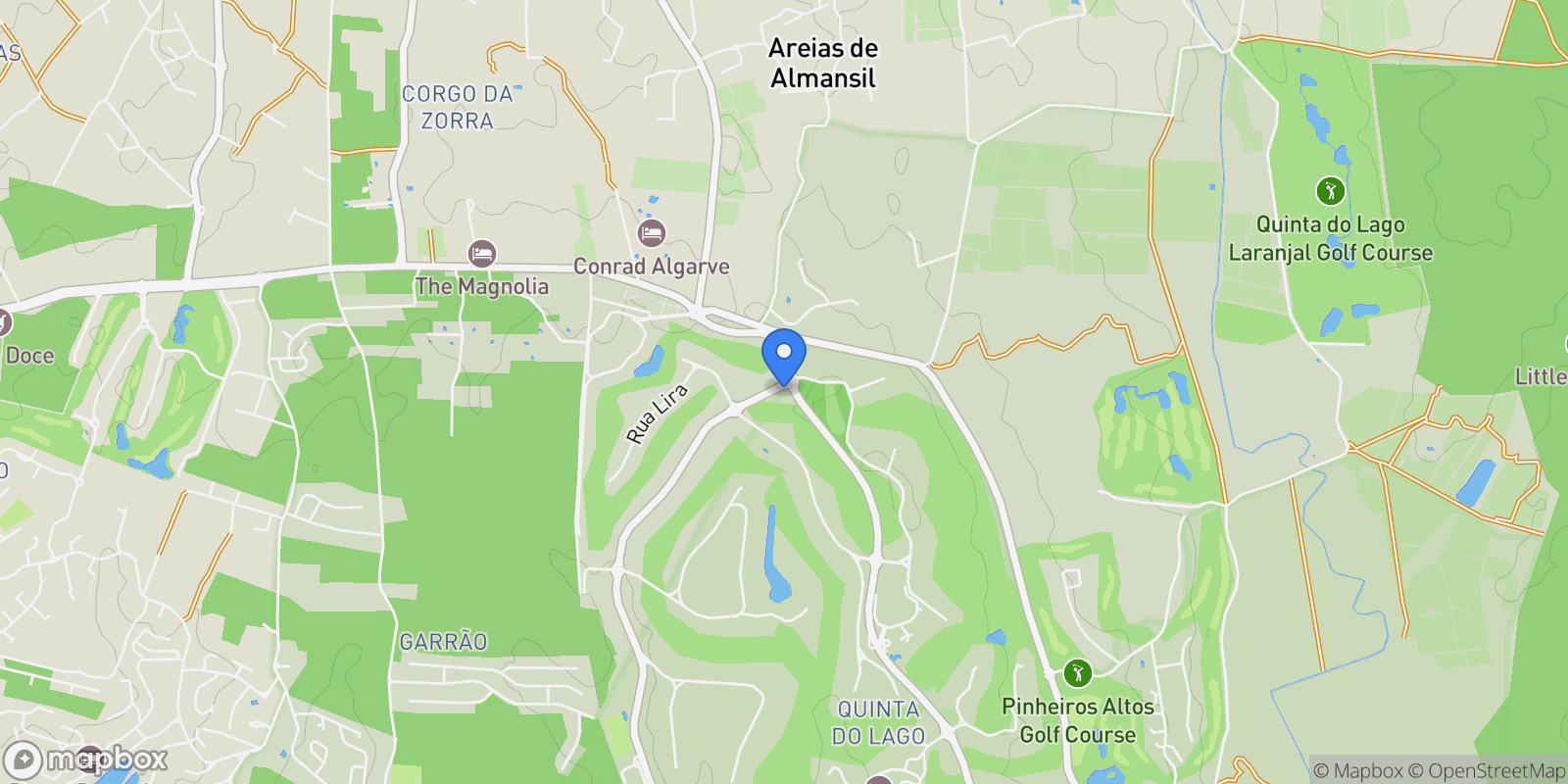 Map showing Quinta Do Lago & Surrounding, Algarve, Quinta Do Lago & Surrounding, Quinta do Lago, Almancil, Portugal.
