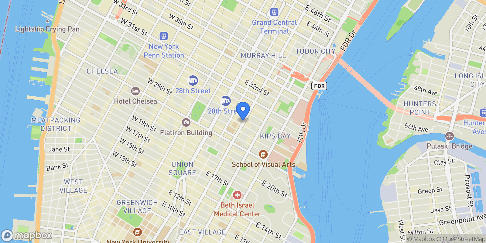 Map showing Third Avenue, New York, New York, United States.