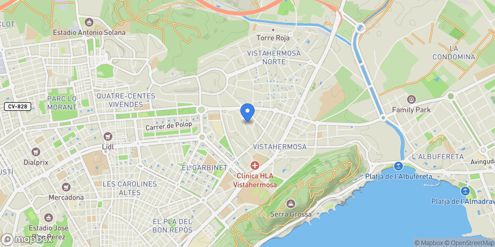 Map showing Calle Severo Ochoa, Alicante, Alicante, Alicante, Alicante, Valencian Community, Spain.