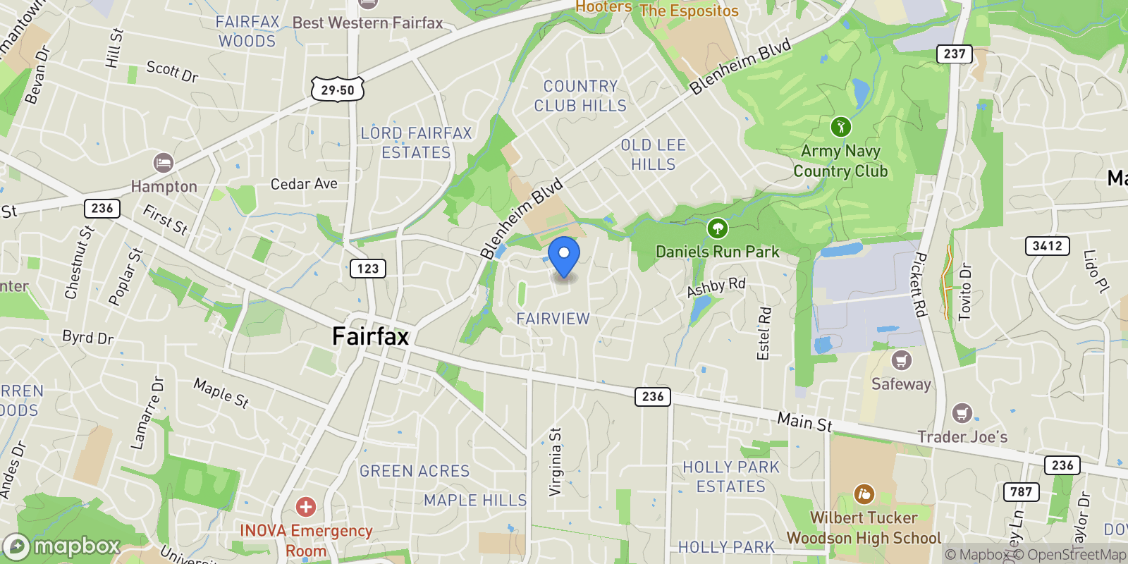 Map showing 3832 Farrcroft Drive, Fairfax, VA 22030, Fairfax, Virginia, United States.