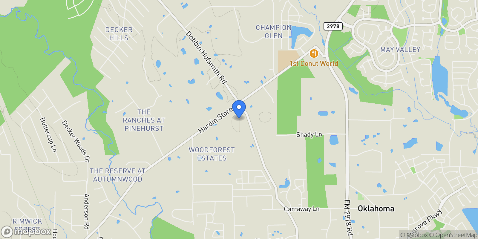 Map showing 28207 Dobbin Huffsmith Road, Magnolia, TX 77354, Magnolia, Texas, United States.