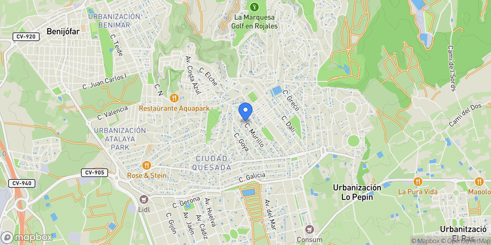 Map showing Ciudad Quesada, Ciudad Quesada, Alicante, Ciudad Quesada, Ciudad Quesada, Rojales, Valencian Community.