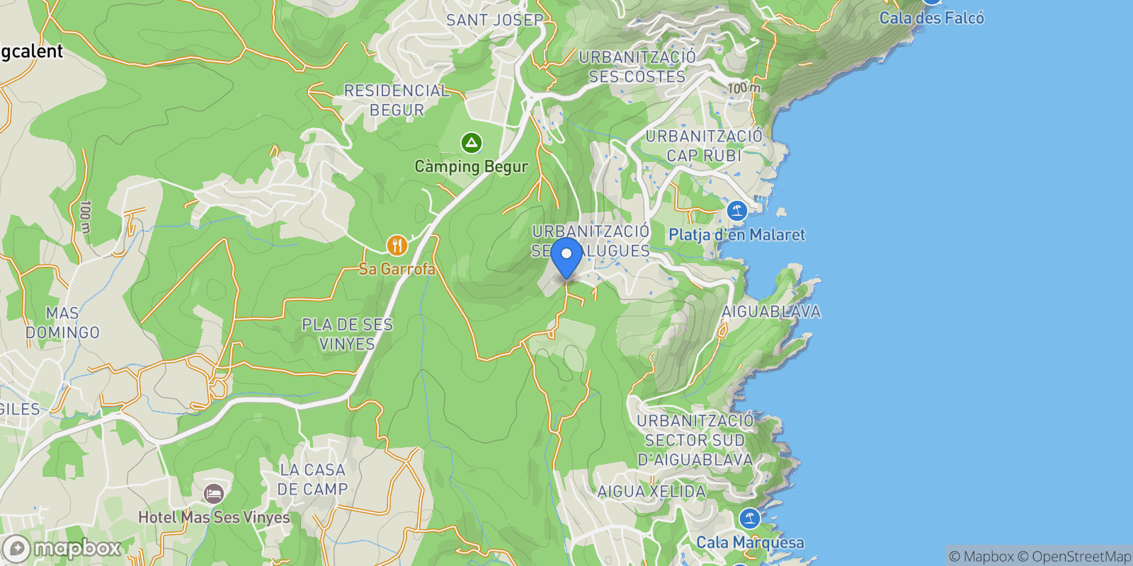 Map showing Avinguda Puig Montcal, Begur, Girona, Begur, Begur, Catalonia, Spain.