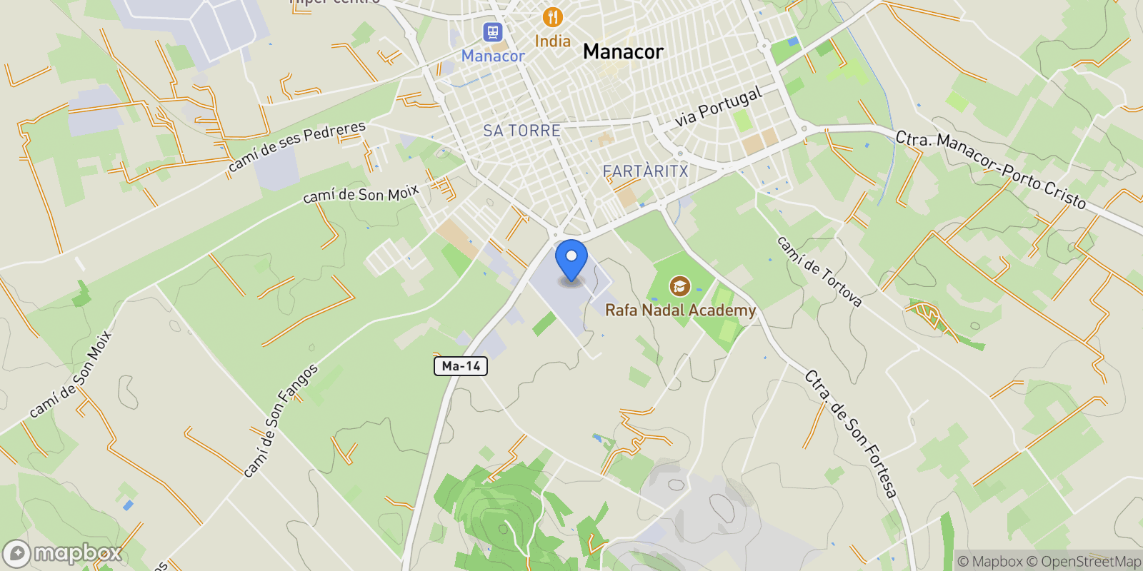 Map showing Poligono 25, Parcela, Manacor, Balearic Islands, Spain.