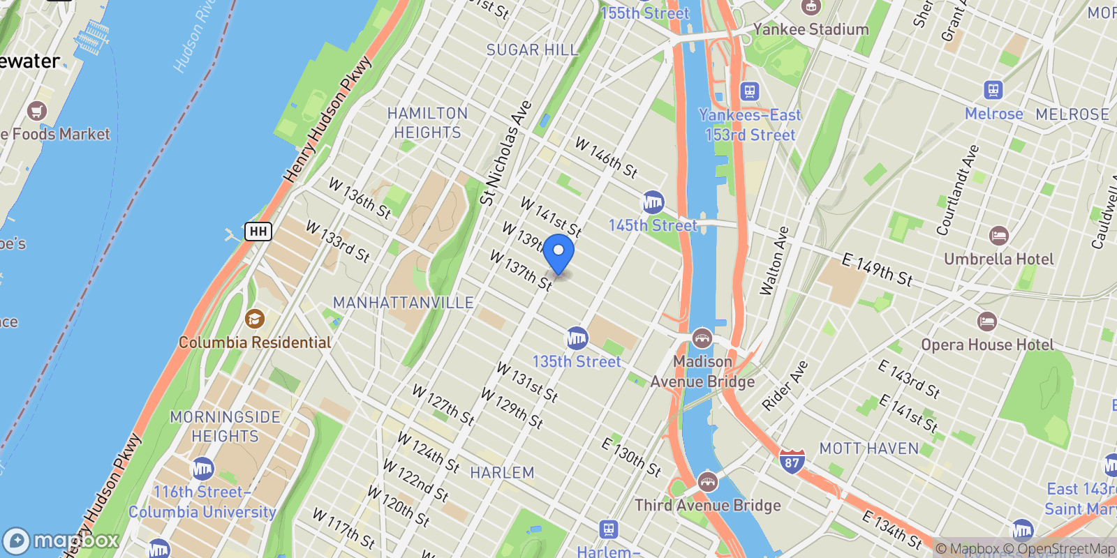 Map showing ADAM CLAYTON POWELL, New York, New York, United States.