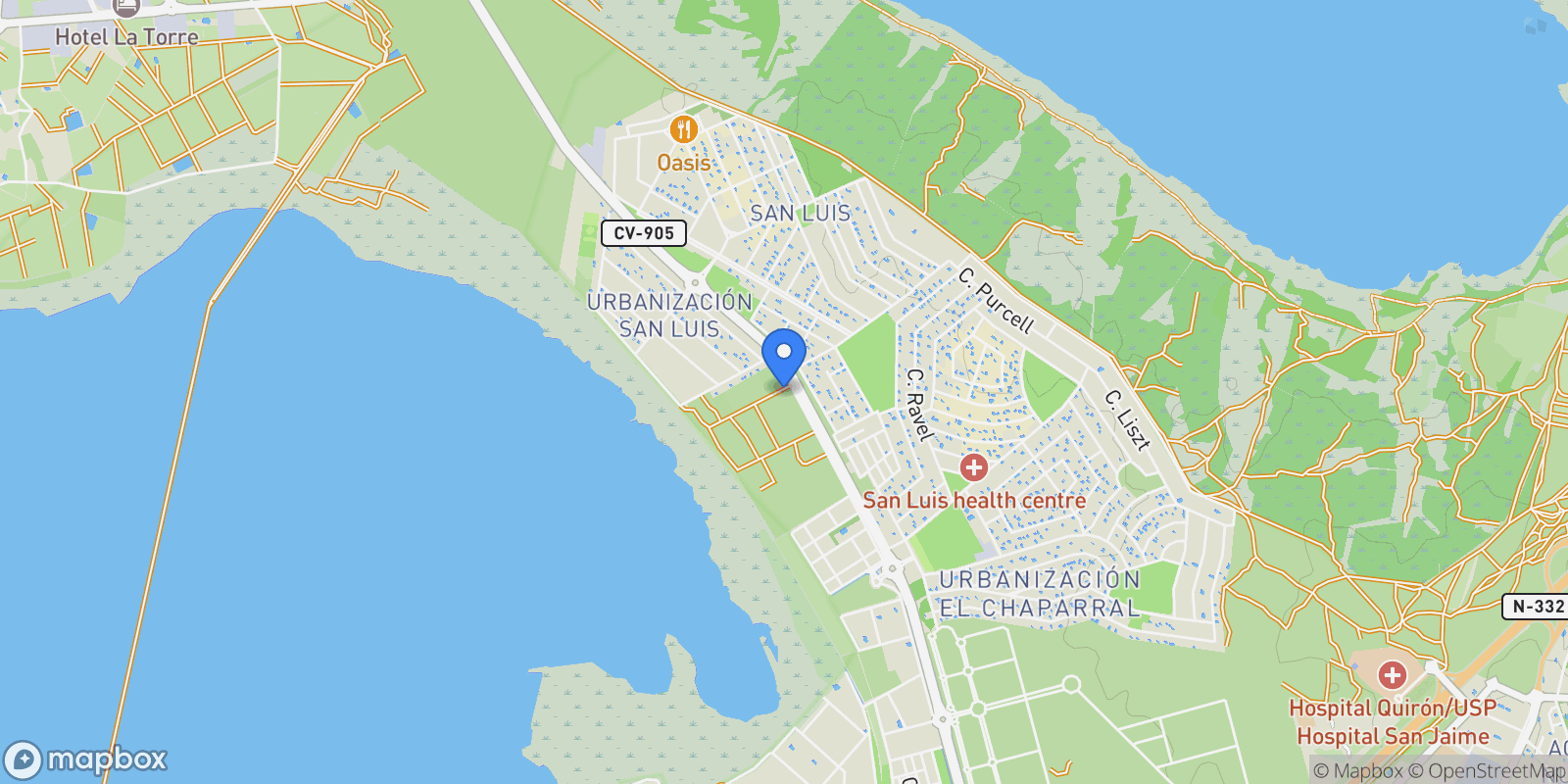 Map showing El chaparral, Torrevieja, ALICANTE, Torrevieja, Torrevieja, Valencian Community, Spain.