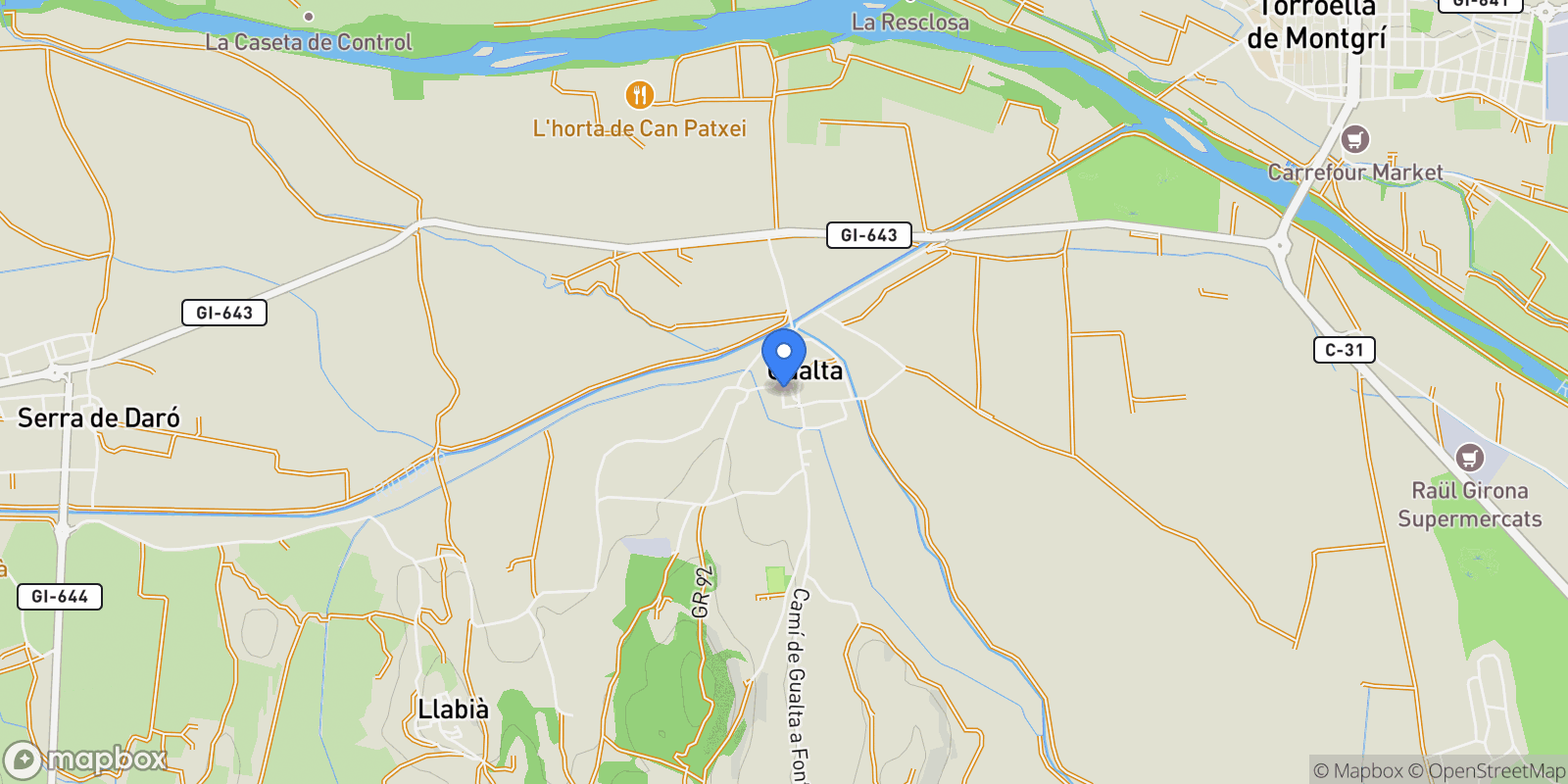 Map showing Castellar, Gualta, Girona, Gualta, Gualta, Catalonia, Spain.