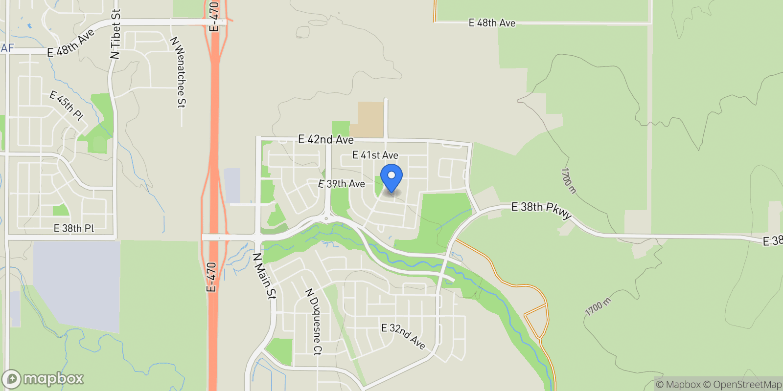 Map showing 3827 N Grand Baker Street, Aurora, CO 80019, Aurora, Colorado, United States.
