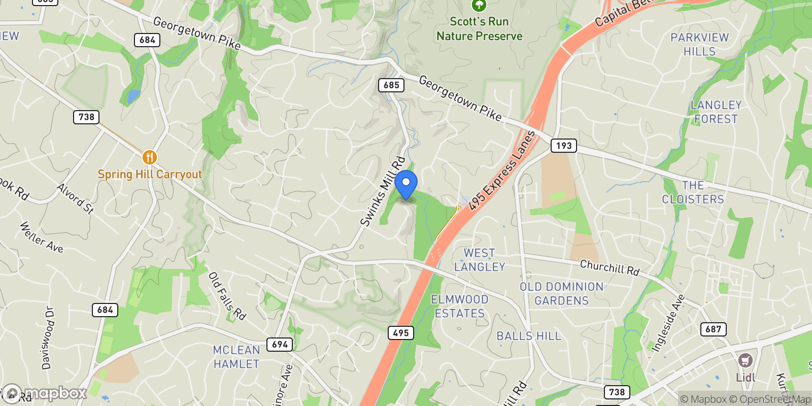 Map showing 1003 Gelston Circle , Mclean, VA 22102, McLean, Virginia, United States.