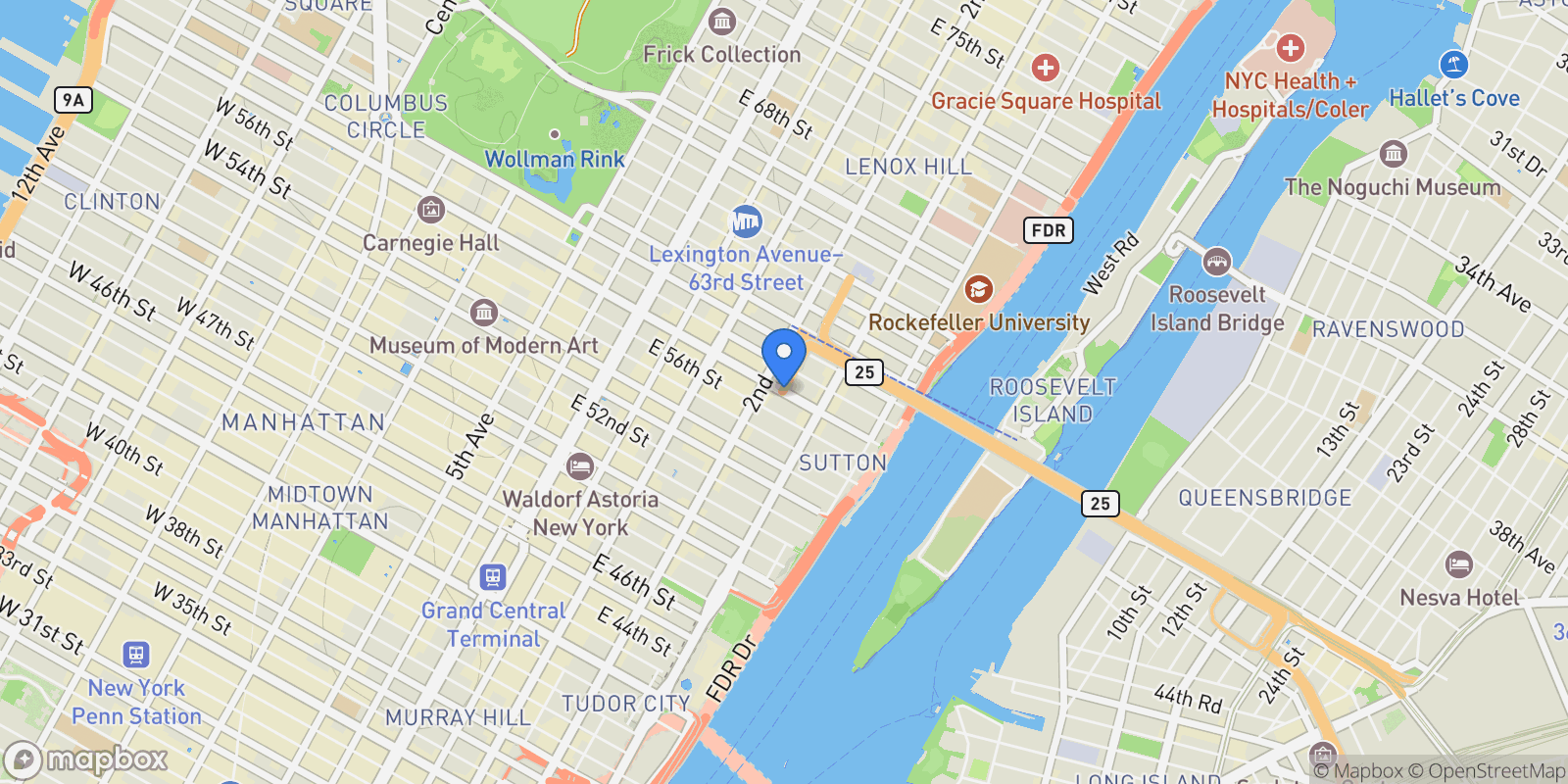 Map showing EAST 57TH STREET, New York, New York, United States.