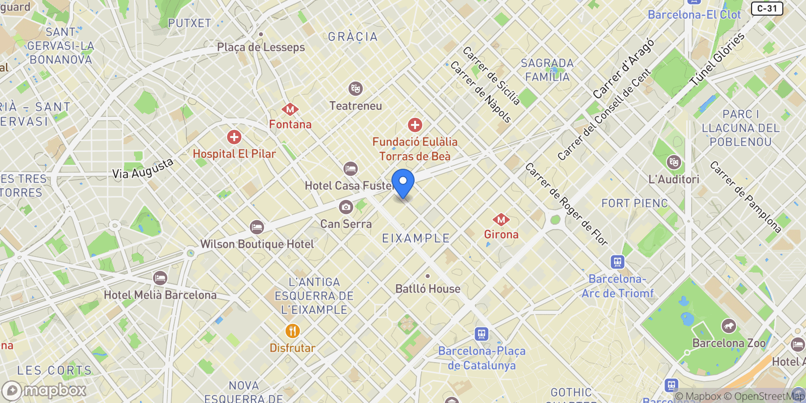Map showing Tallers, Barcelona, Barcelona, Barcelona, Eixample, Barcelona, Spain.