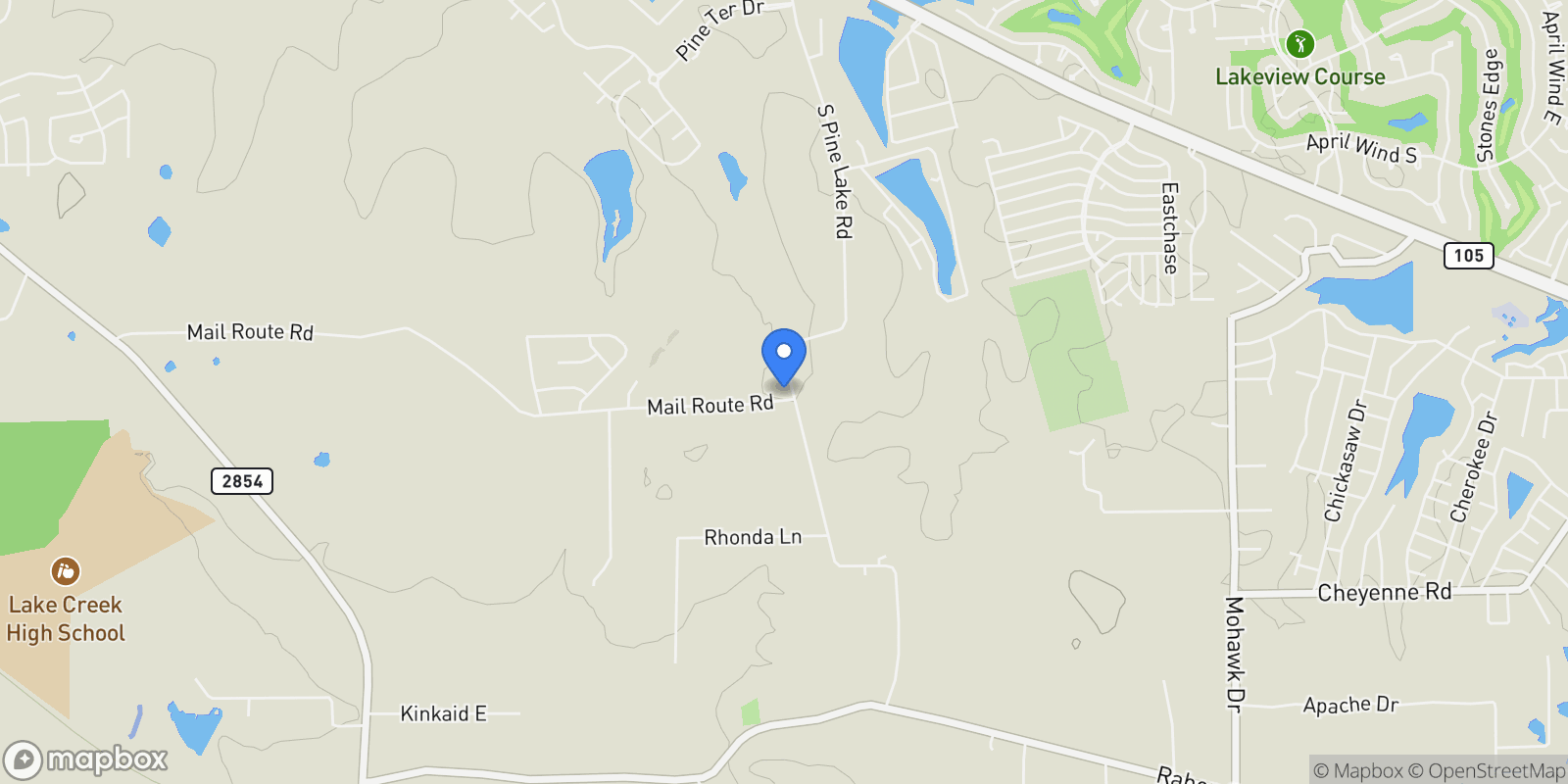 Map showing 1250 S Pine Lake Road, Montgomery, TX 77316, Montgomery, Texas, United States.