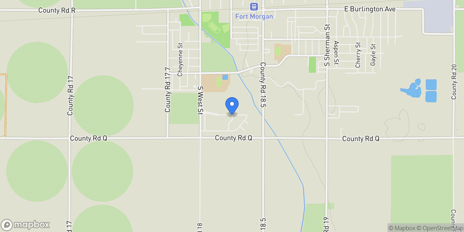 Map showing 1099 S Deuel Street, Fort Morgan, CO 80701, Fort Morgan, Colorado, United States.