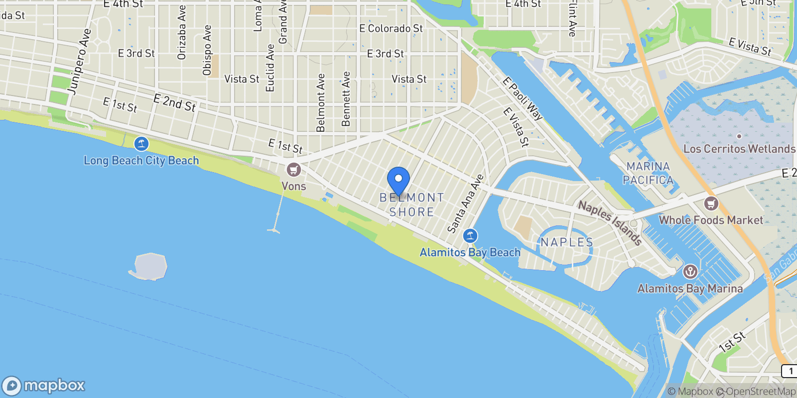 Map showing 75 Granada, Long Beach, CA, United States.