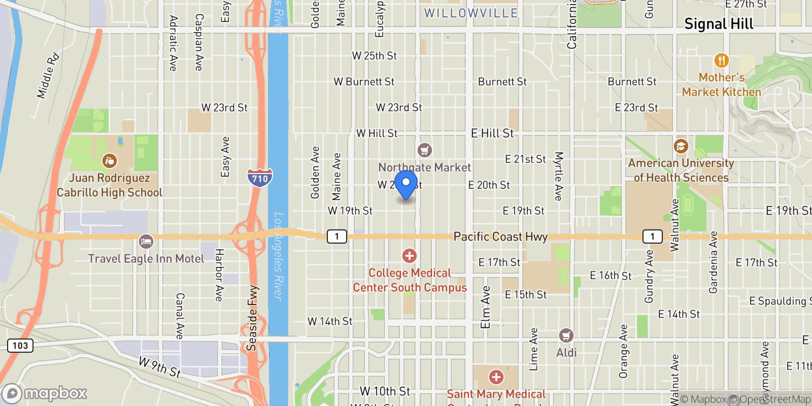 Map showing 1924 Cedar Avenue, Signal Hill, California, United States.