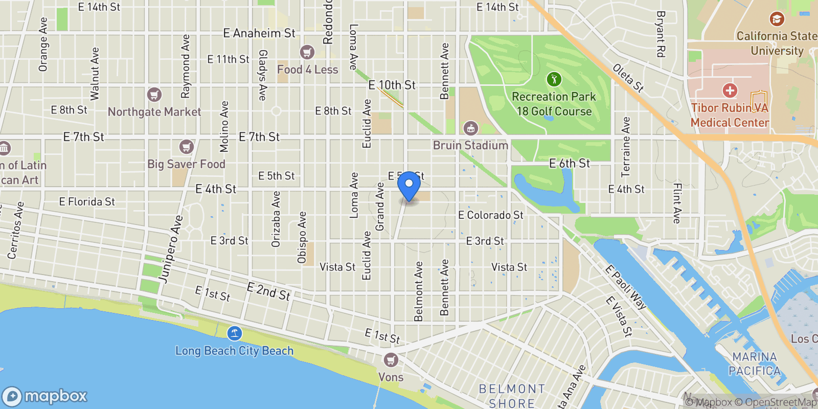 Map showing 4006 E Vermont Street, Signal Hill, California, United States.