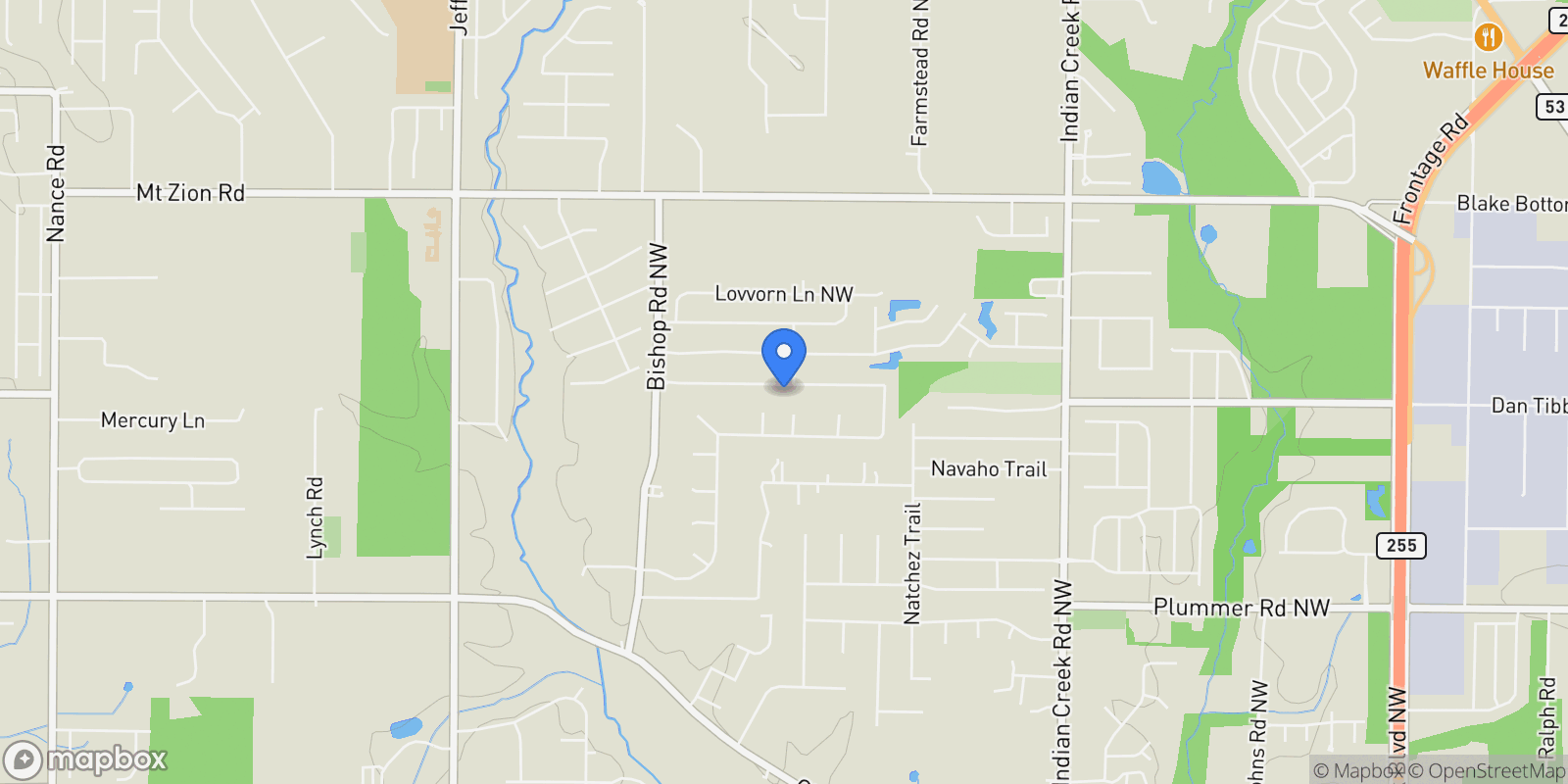 Map showing 128 Holbrook Drive , Huntsville, AL 35806, Redstone Arsenal, Alabama, United States.