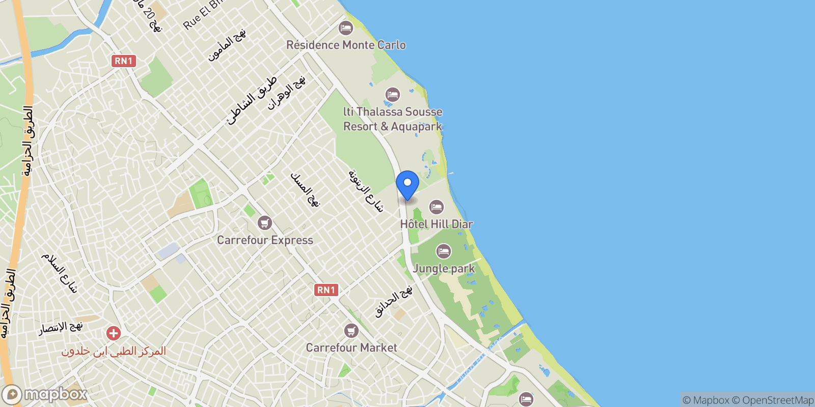 Map showing Route Touristique, Sousse, Sousse, Tunisia.