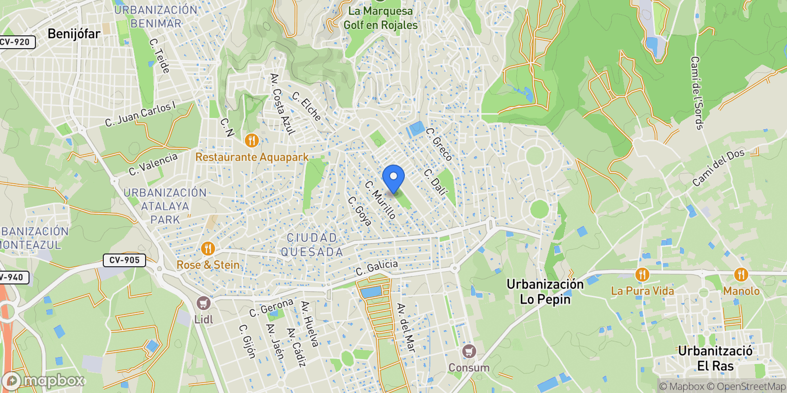Map showing Ciudad Quesada, Ciudad Quesada, Alicante, Ciudad Quesada, Ciudad Quesada, Rojales, Valencian Community.