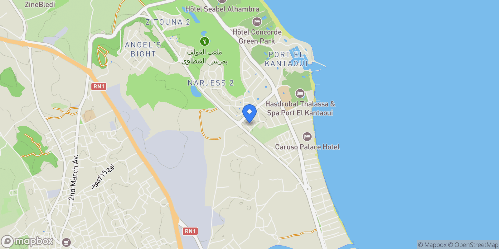 Map showing hammam sousse, Hammam Sousse, Sousse, Tunisia.