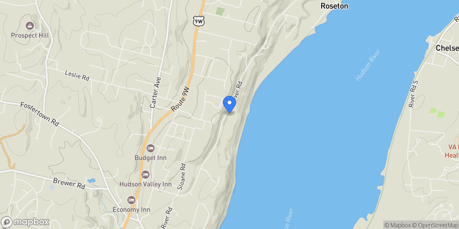 Map showing 624 River Road, Newburgh, New York, United States.