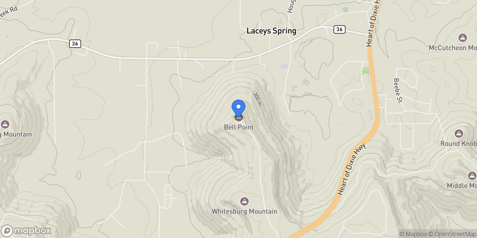 Map showing 583 Bell Point Road , Laceys Spring, AL 35754, Laceys Spring, Alabama, United States.