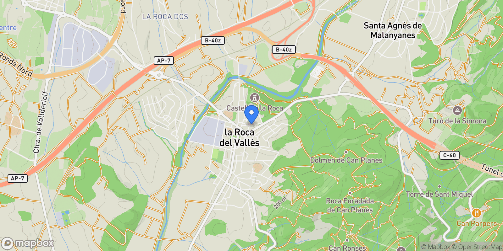 Map showing pirineu, La Roca del Vallés, Barcelona, La Roca del Vallés, la Roca del Valles, Catalonia, Spain.
