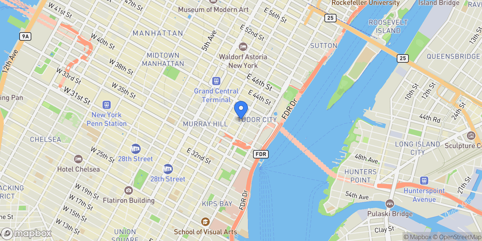 Map showing The Highpoint, 250 E 40TH ST, New York, New York, United States.