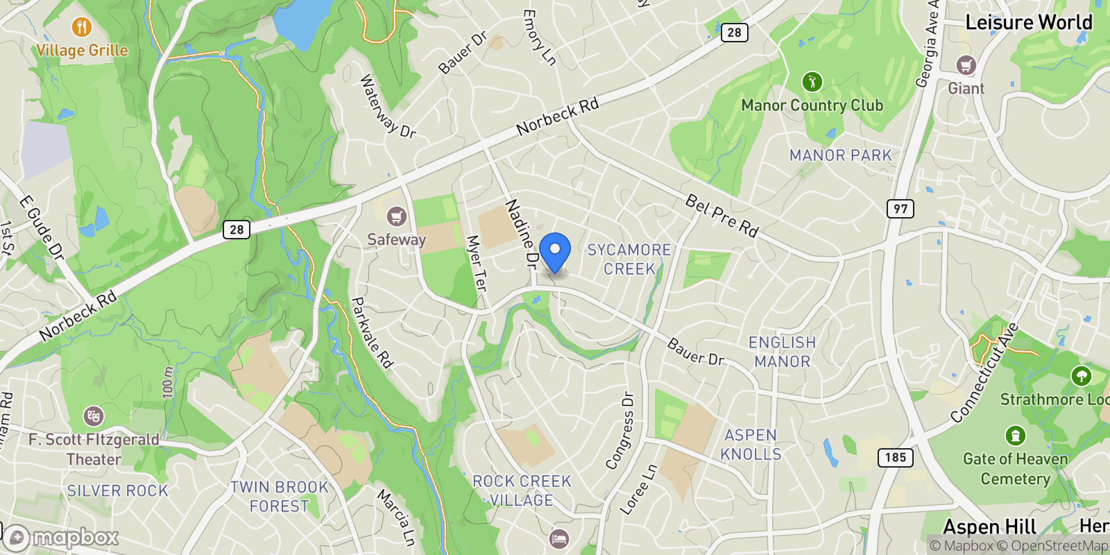 Map showing 5002 Butternut Drive , Rockville, MD 20853, Aspen Hill, Maryland, United States.