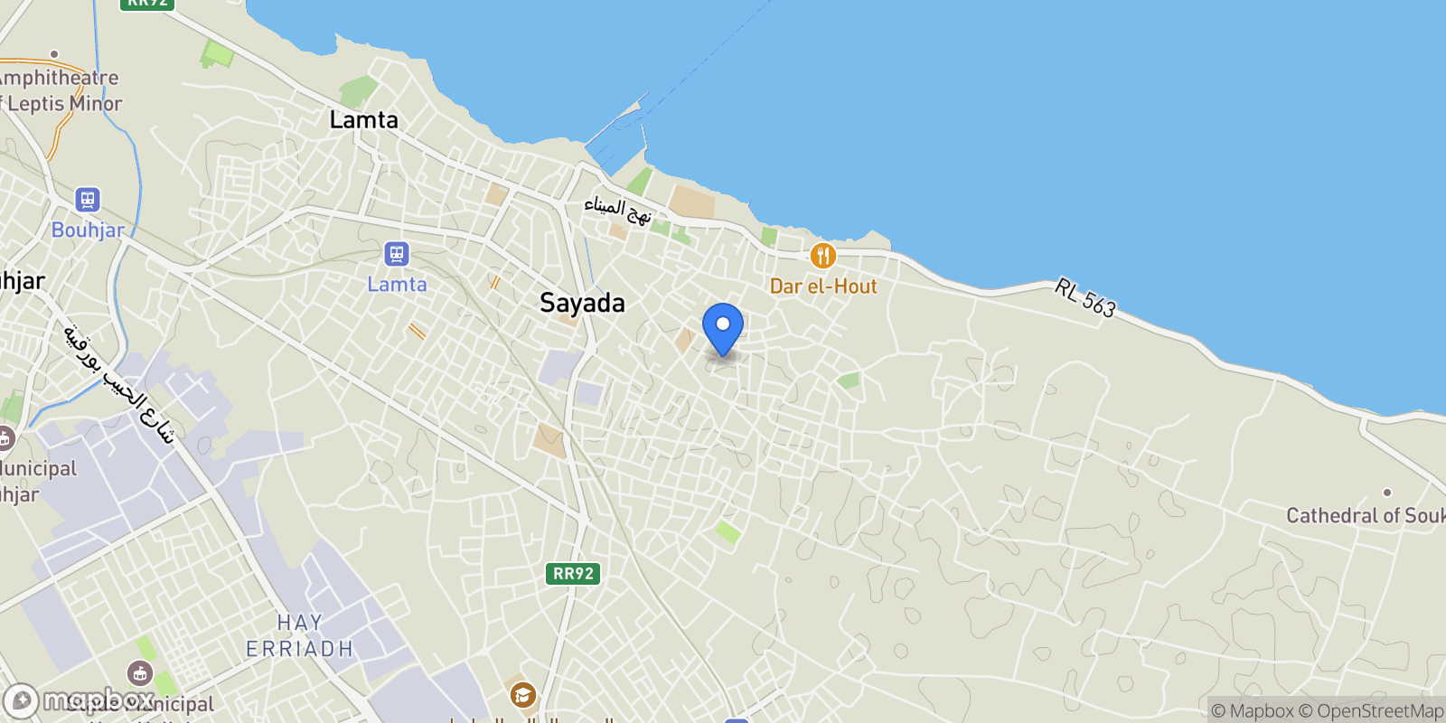 Map showing Sayada, Monastir, Tunisia.
