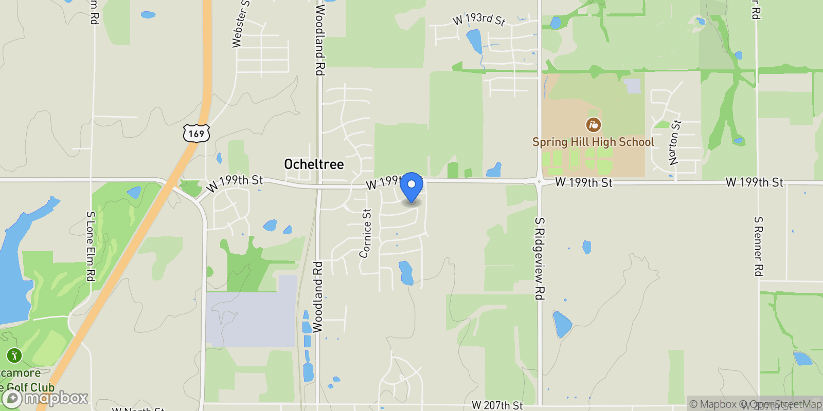 Map showing 19308 W 200th Street, Spring Hill, Kansas, United States.