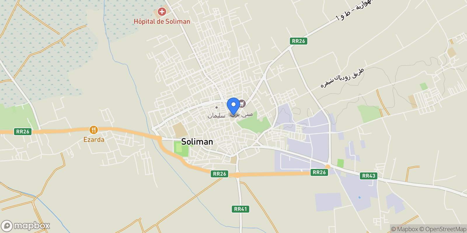 Map showing Sulayman, Nabeul, Tunisia.