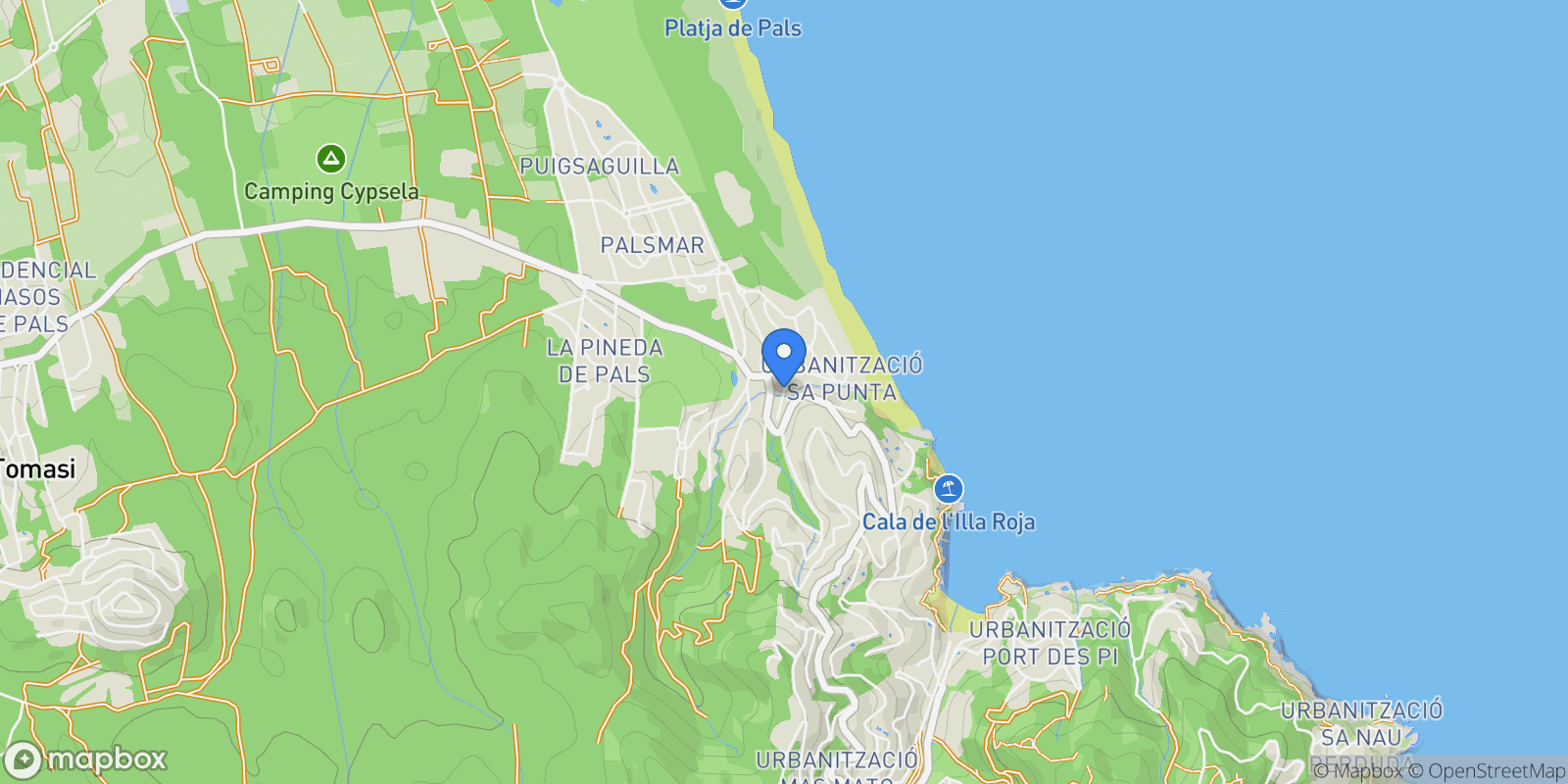 Map showing PLAZA DELS PESCADORS SA RIERA, Begur, Begur, Pals, Catalonia, Spain.