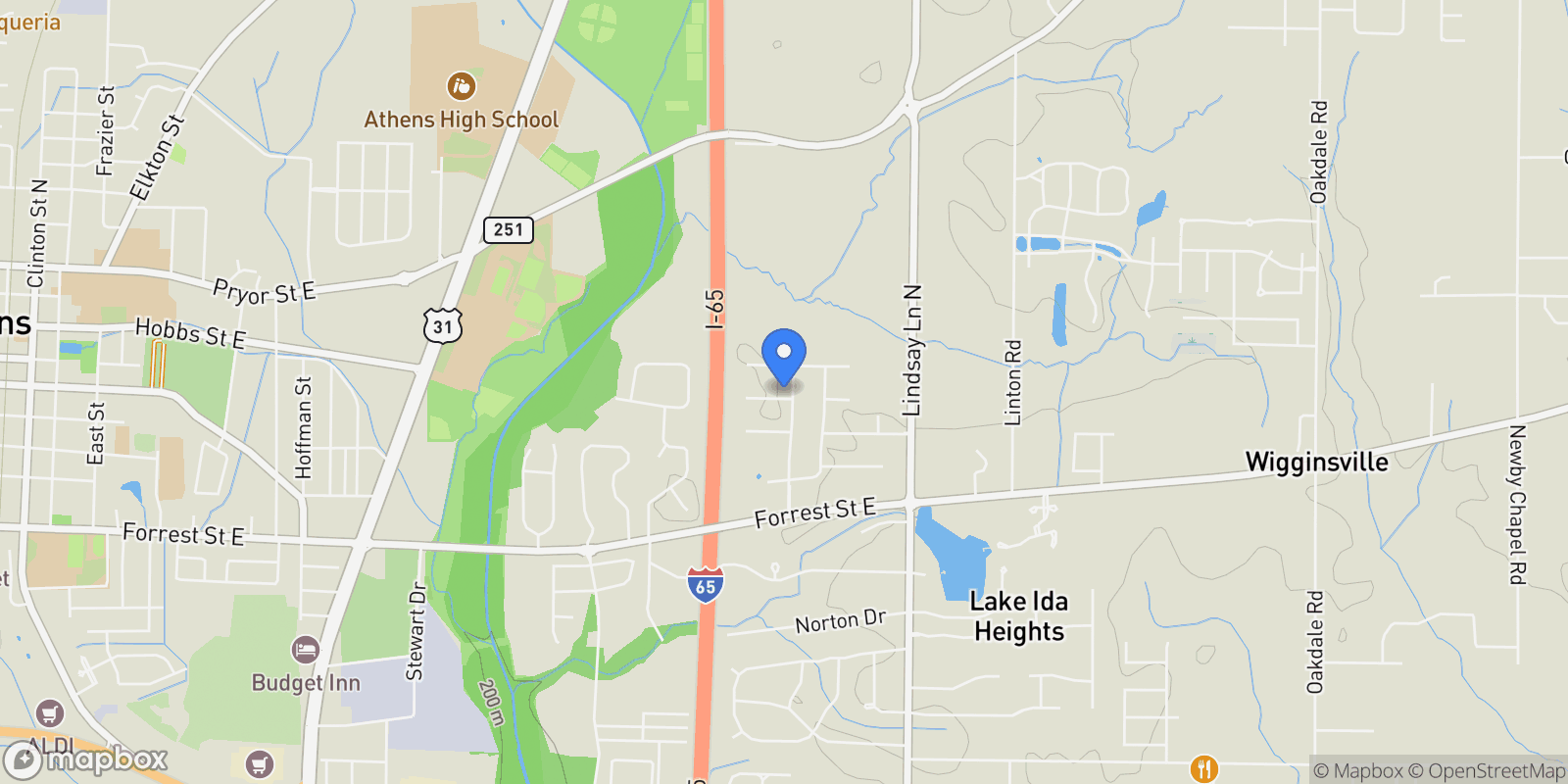 Map showing 1693 Squire Run , Athens, AL 35613, Athens, Alabama, United States.