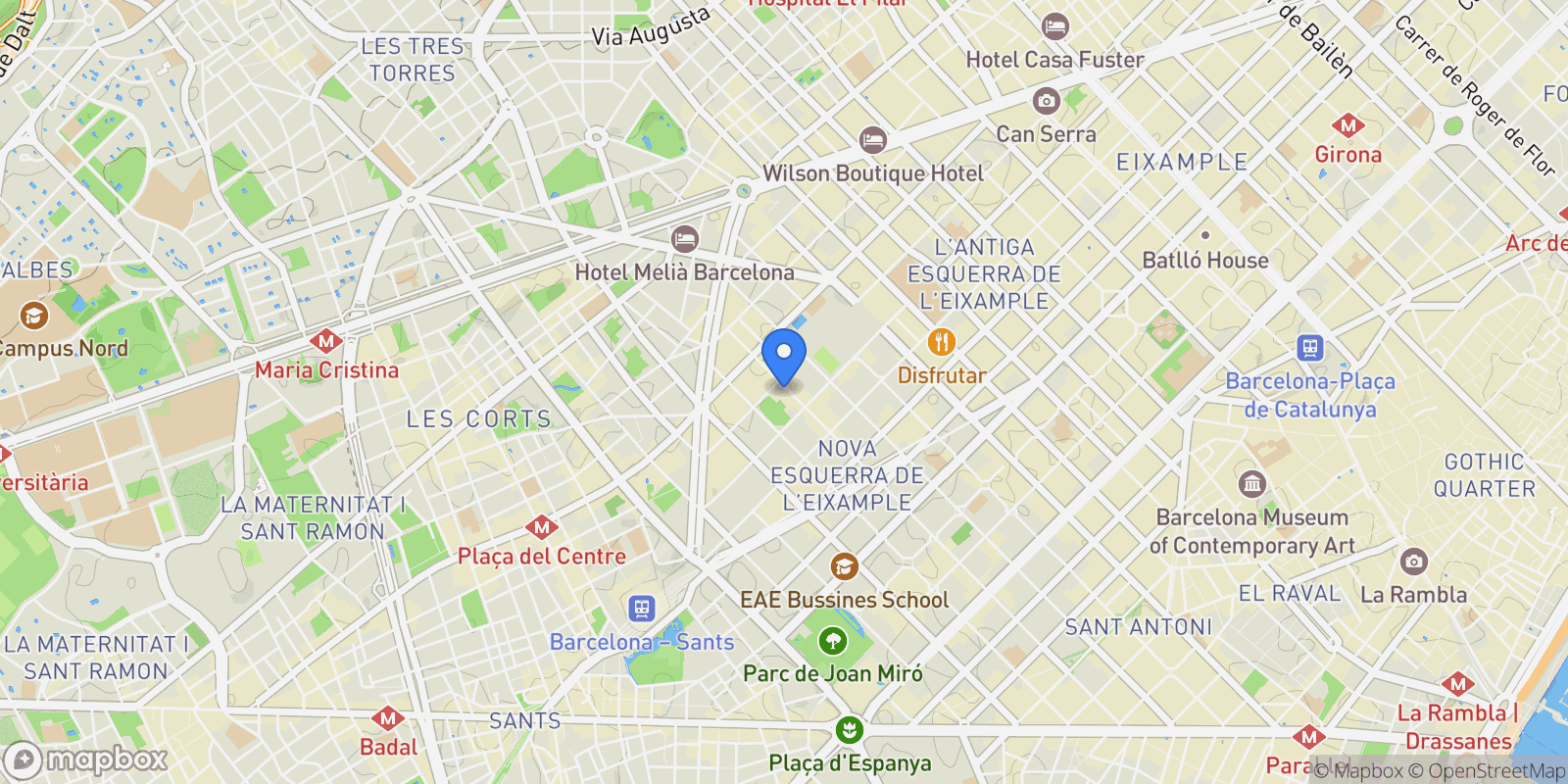 Map showing Calabria, Barcelona, Barcelona, Barcelona, Eixample, Barcelona, Spain.