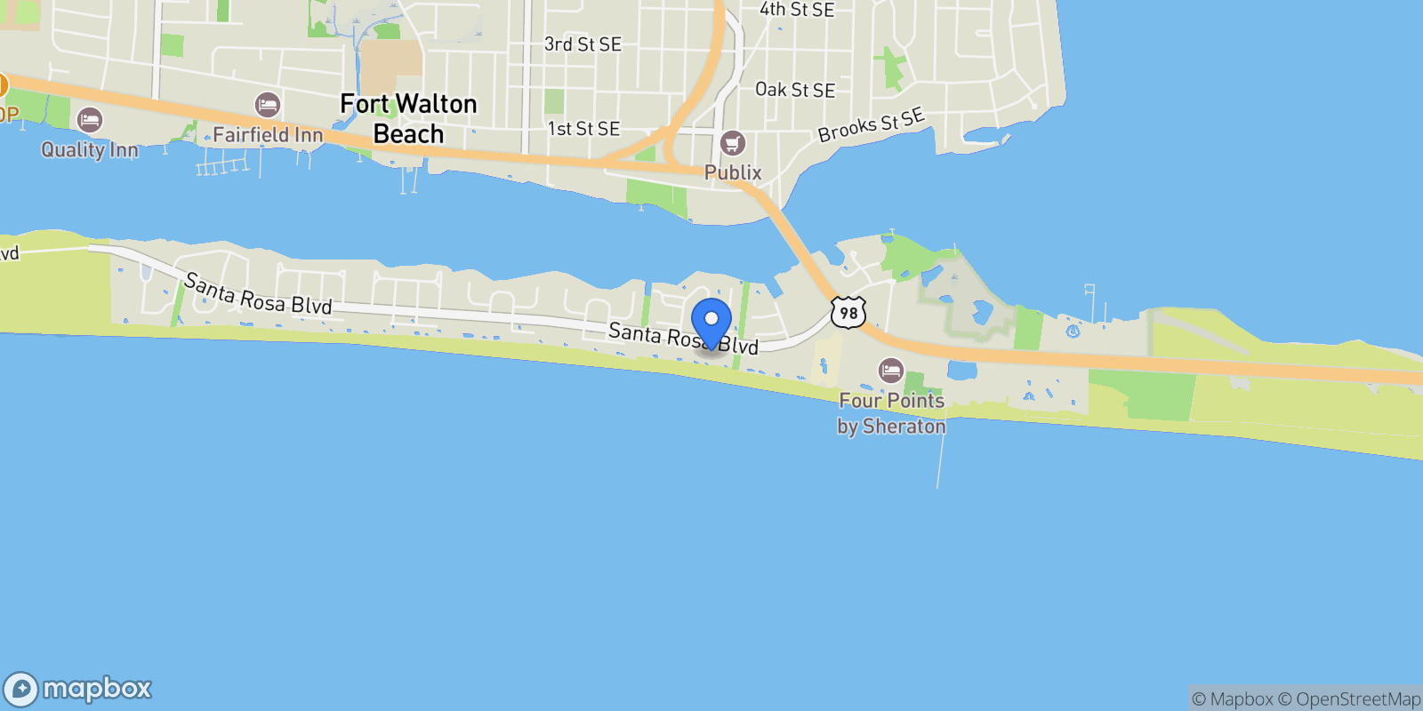 Map showing 376 Santa Rosa Boulevard #UNIT 411, Fort Walton Beach, FL 32548, Okaloosa Island, Florida, United States.