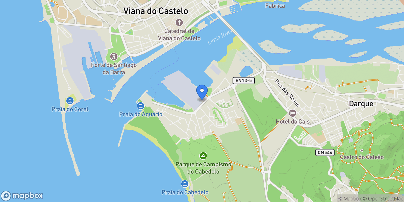 Map showing Viana Do Castelo, Porto, Viana Do Castelo, Darque, Viana do Castelo District, Portugal.