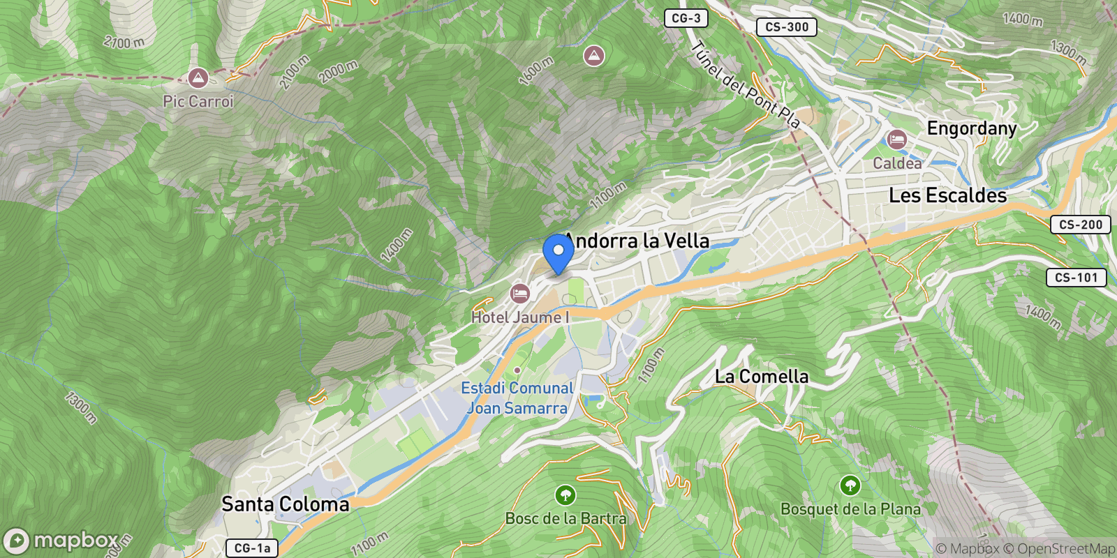 Map showing Carrer Baixada del Molí, Andorra la Vella, Andorra la Vella, Andorra la Vella, Andorra la Vella, Andorra.