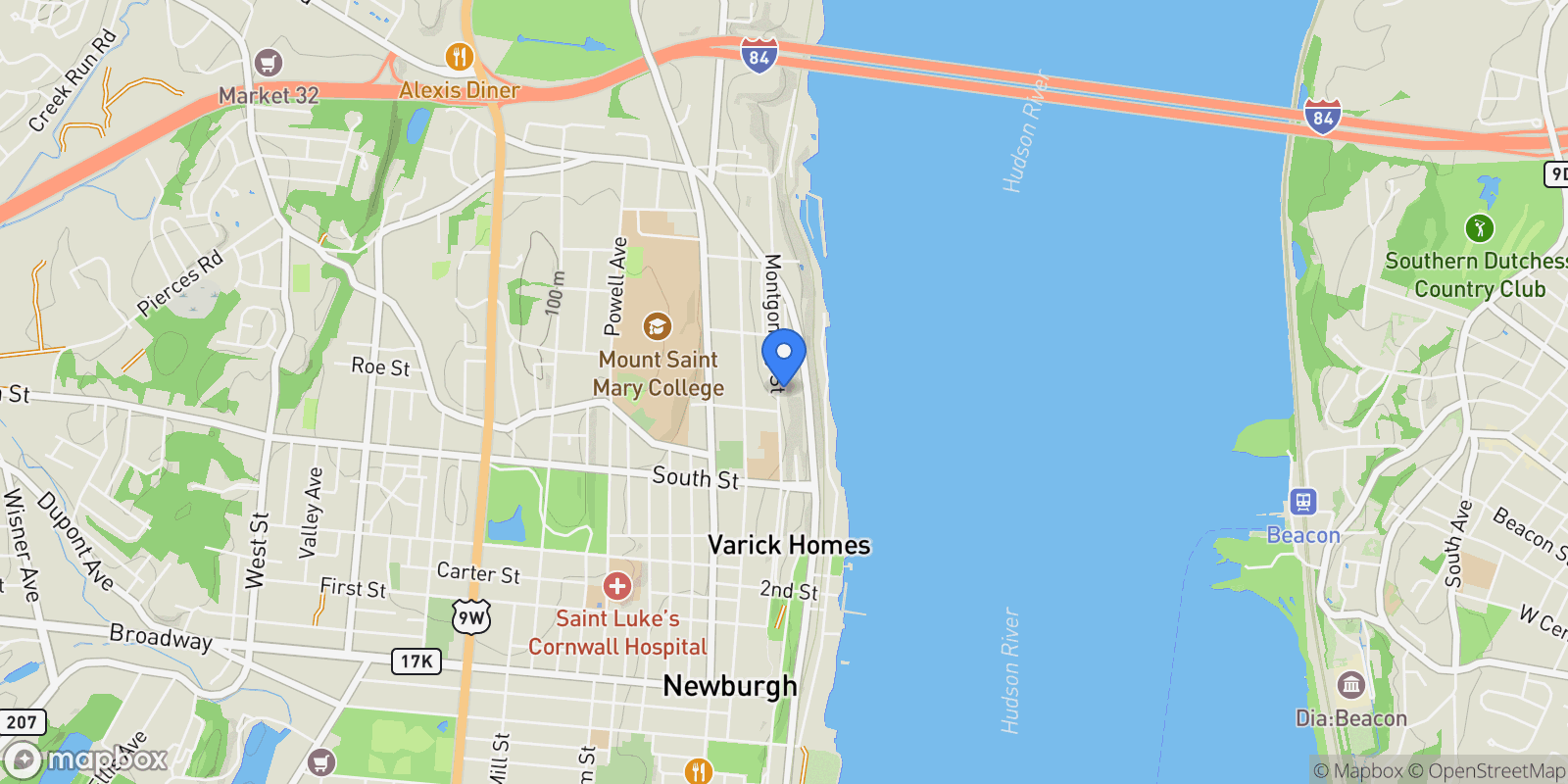 Map showing 208 Montgomery Street, Newburgh, New York, United States.