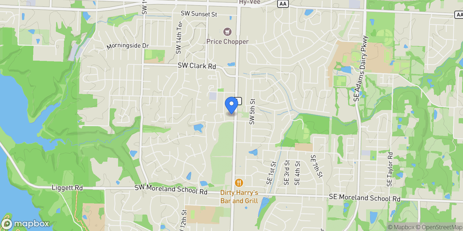 Map showing 2115 SW 7 Highway, Blue Springs, Missouri, United States.