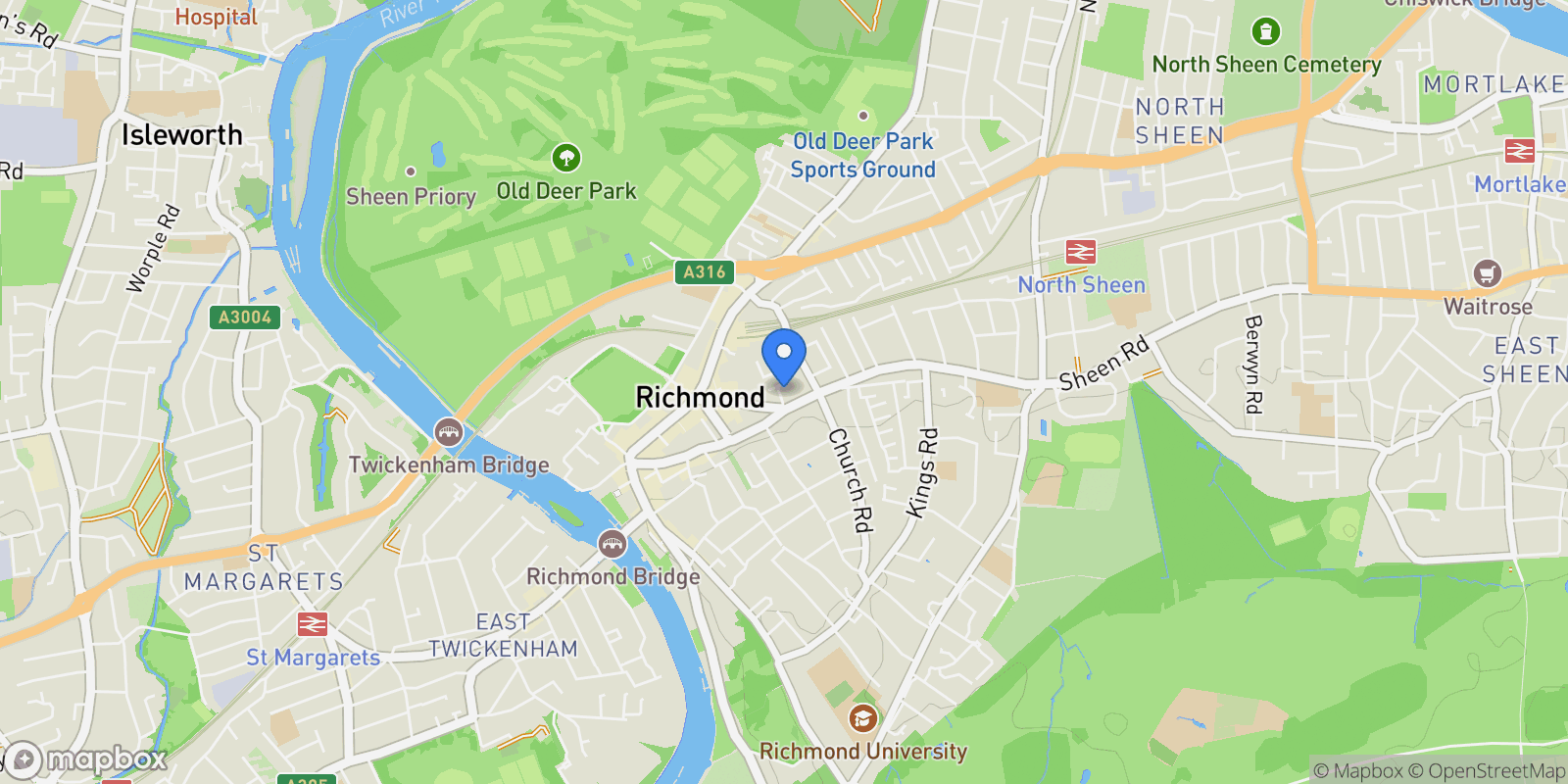 Map showing Duncan Road, Richmond, TW9, Richmond, England, United Kingdom.