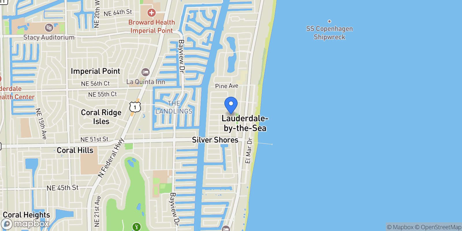Map showing 4512 Sea Grape Drive, Fort Lauderdale, Florida, United States.