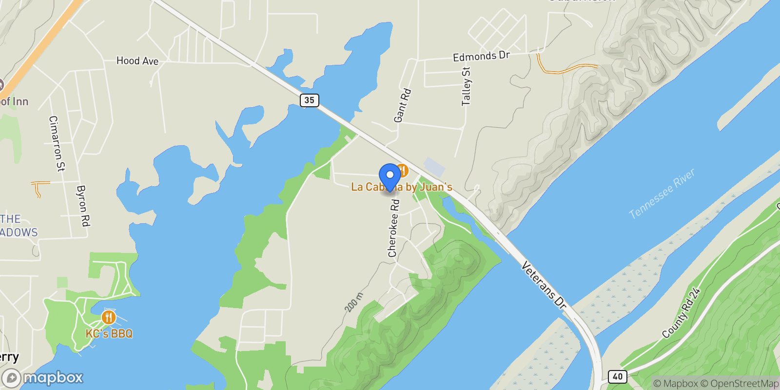 Map showing 114 Cherokee Road , Scottsboro, AL 35769, Scottsboro, Alabama, United States.
