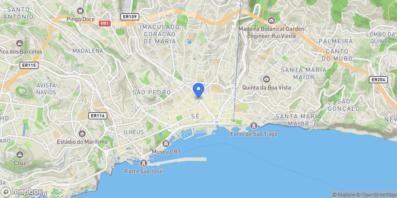 Map showing Funchal, Madeira, Funchal, Se, Madeira, Portugal.