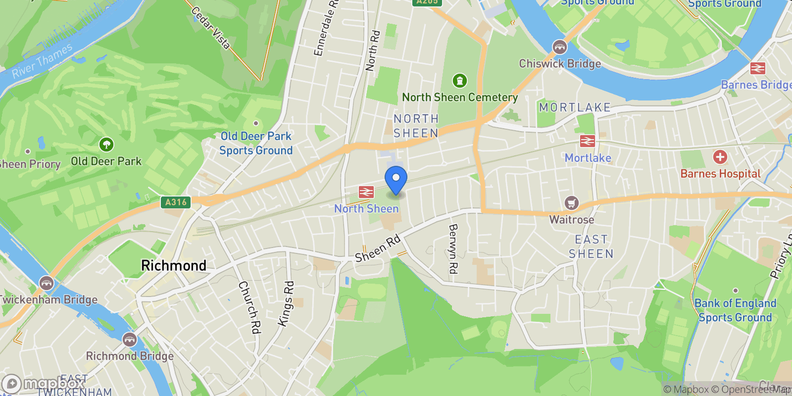 Map showing Taylor Avenue, Kew, TW9, Richmond, England, United Kingdom.